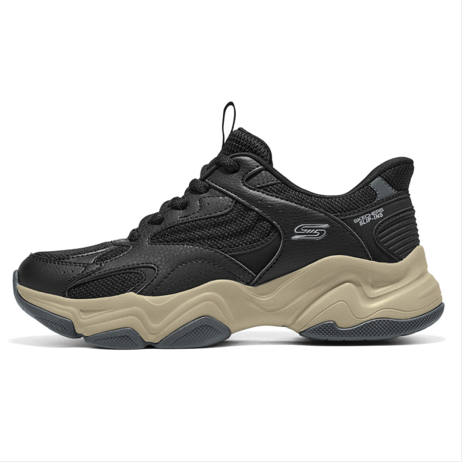 Skechers DLITES Textile, Synthetic Leather Low top Chunky Sneakers Women's Black