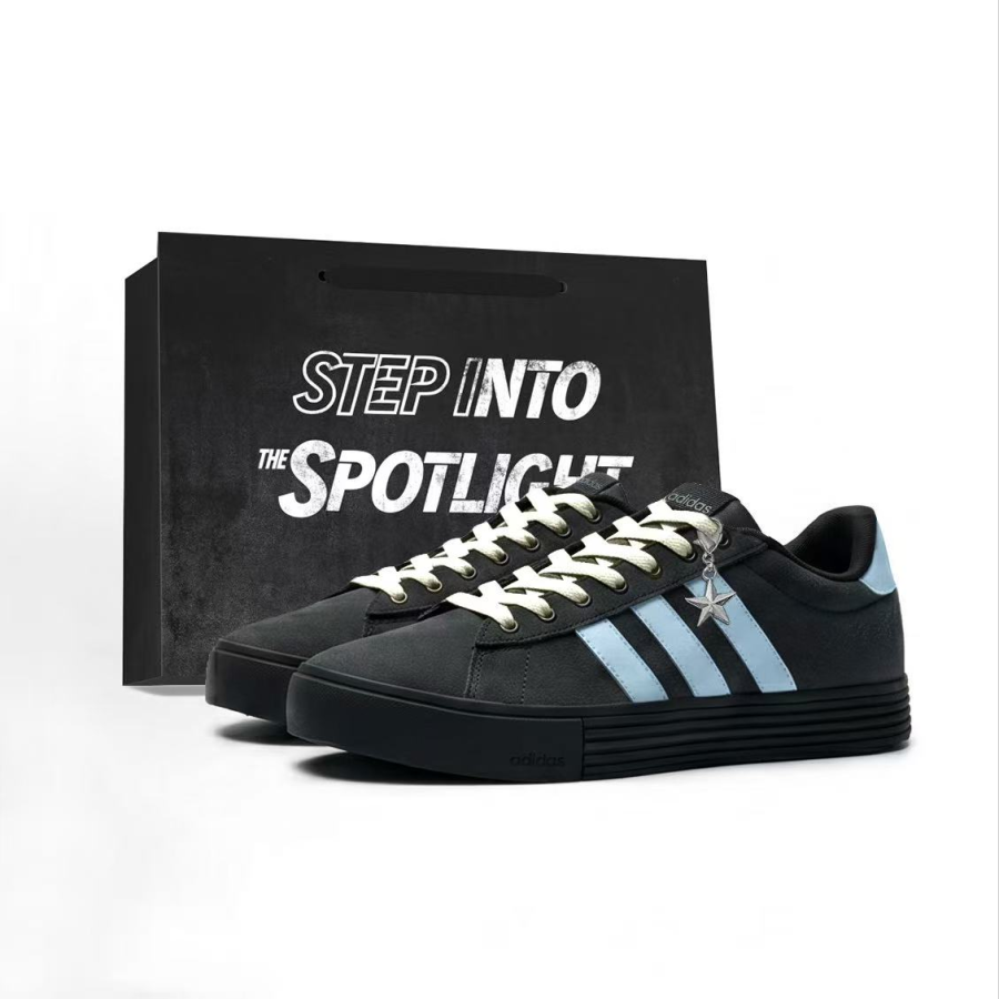 Adidas Adidas Daily 4.0 Ice Enclosed City Suede Abrasion Resistant Low top Skateboard Shoes Unisex Light Blue Black