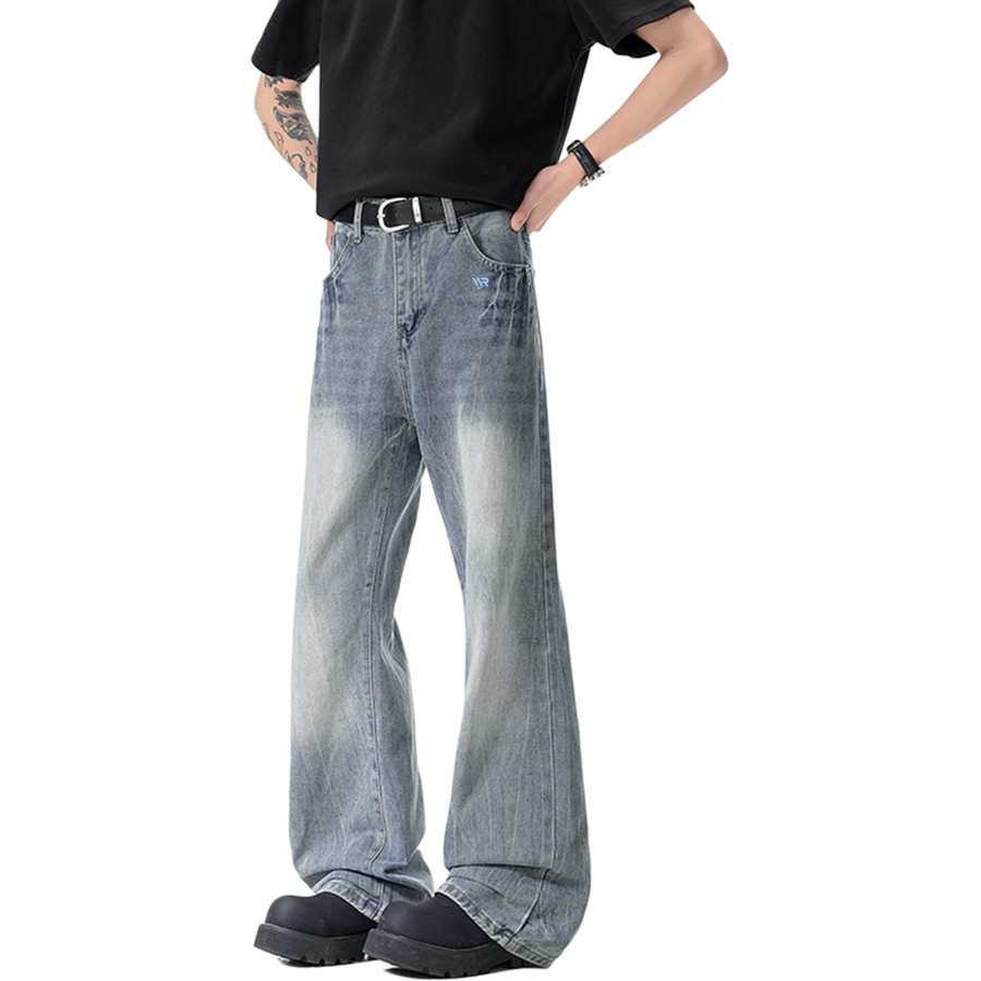 WARRIOR WARRIOR Jeans Unisex Blue DIY Badge Thin Straight Fit Pants