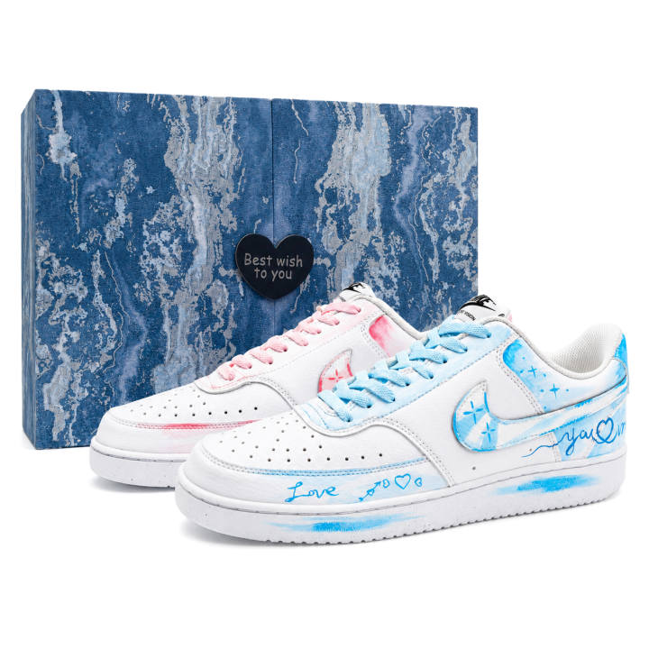 Nike Nike Court Vision 1 Your Name Gentleman Style Low top Skateboard Shoes Unisex Blue Pink
