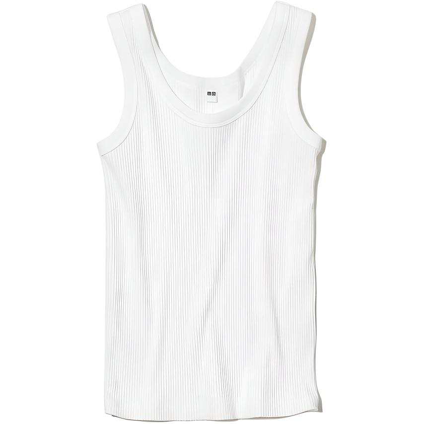 UNIQLO Tank Tops Women's White Crew Neck Moderate Other