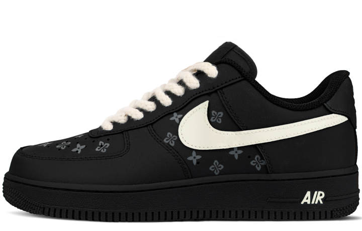 Nike Nike Air Force 1 Low top Skateboard Shoes Unisex Black Beige White