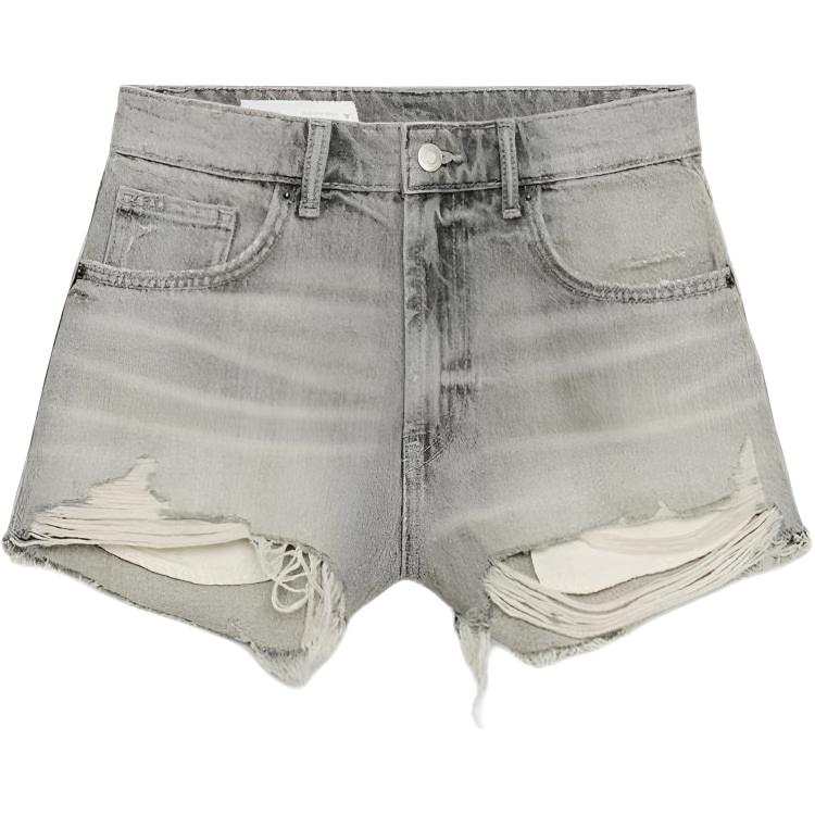 ZARA Trf Denim Shorts Women's Light Gray Moderate