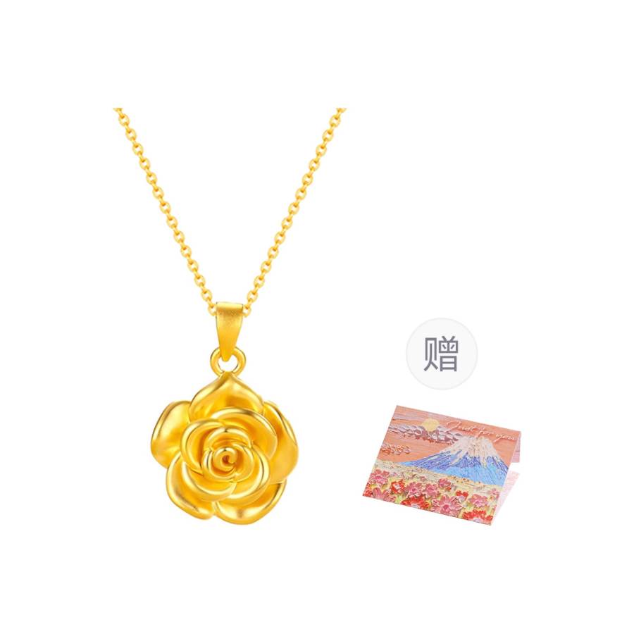 CHINA GOLD Rose Love Rose 5D Hard Gold, Refined Elegance Individual, Majestic Soft Solid Gold Necklace Priced In Gram