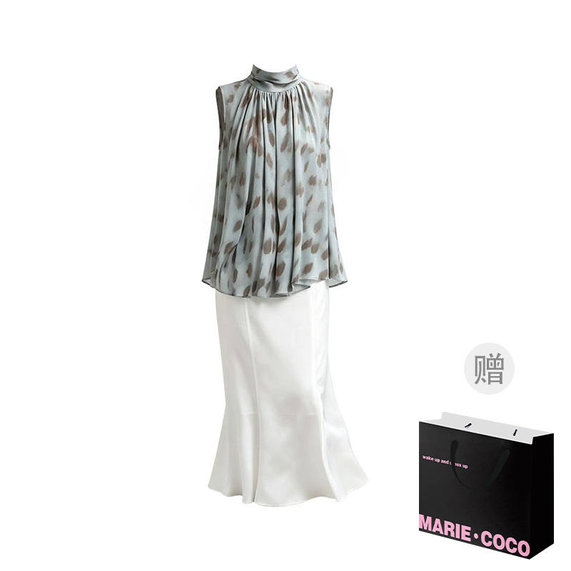 MARIE·COCO Two Piece Skirt Sets Women's Halter Moderate Long Skirt