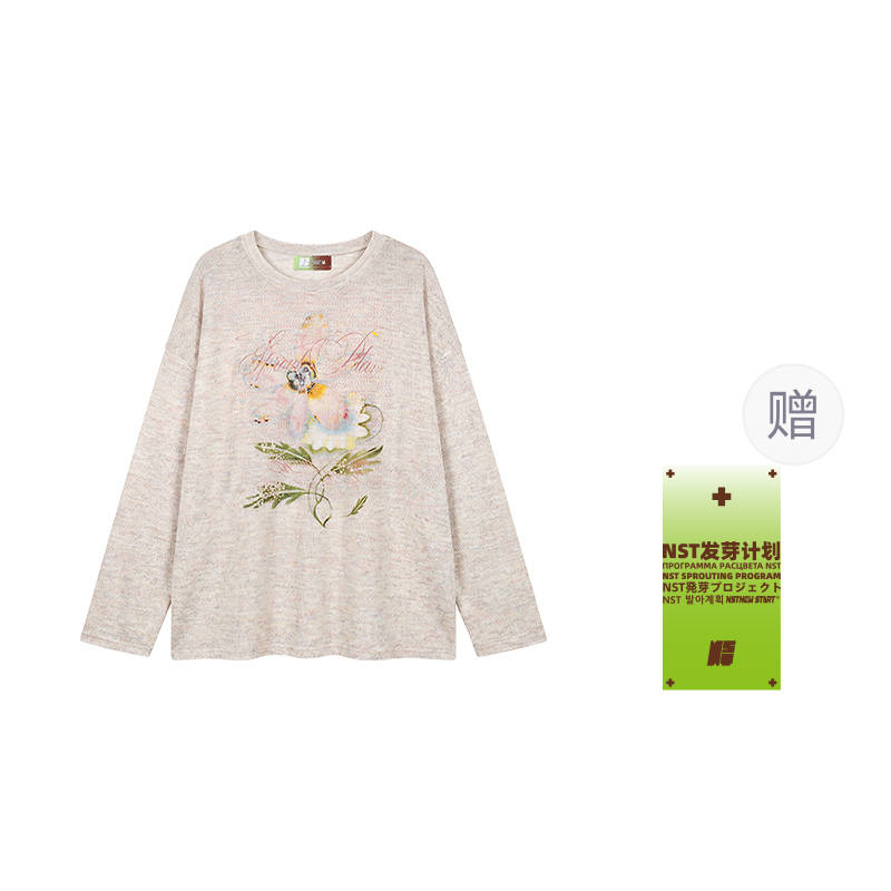 NSTNEW START Knitwear Women's Heather Beige Apricot Crew Neck Thin