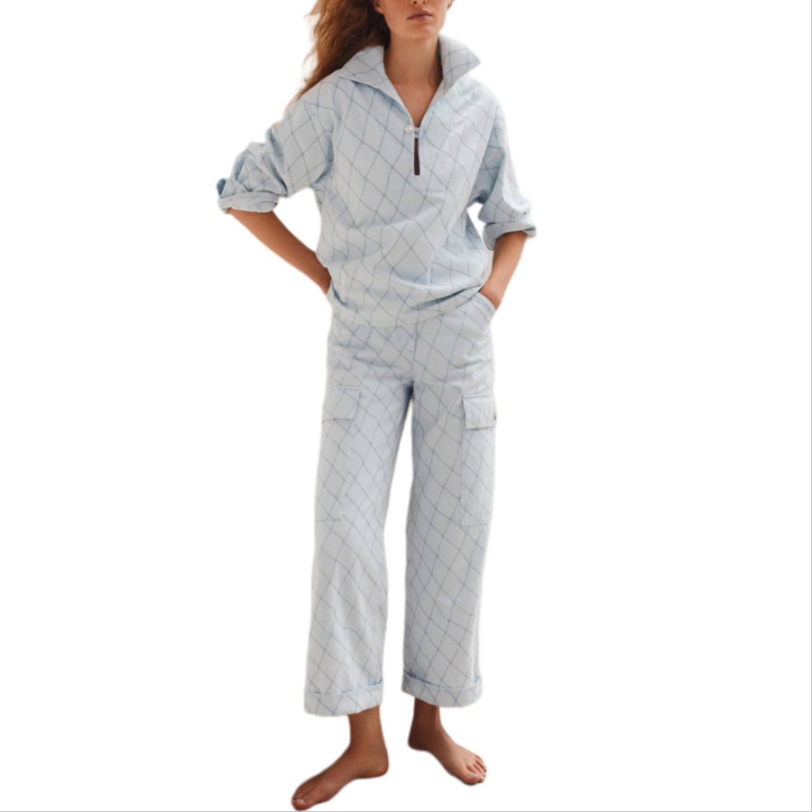CHANEL Shirts Women's Light Blue Lapel Moderate Other