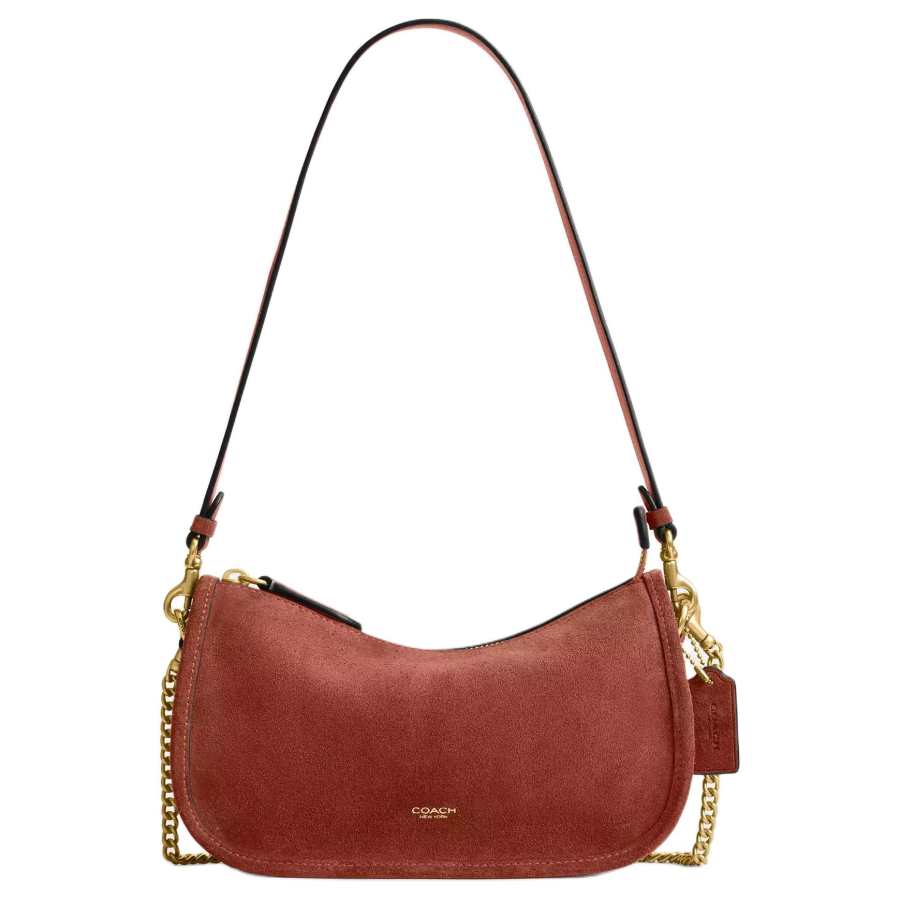 COACH COACH Waverly Cow Split Leather Shoulder Bag Medium Women's Terracotta