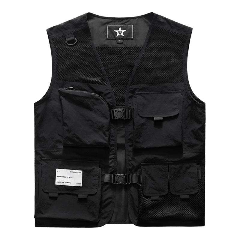 Sugarfunk Sugarfunk Vests Men's Upgraded Black V Neck Moderate Urban Techwear