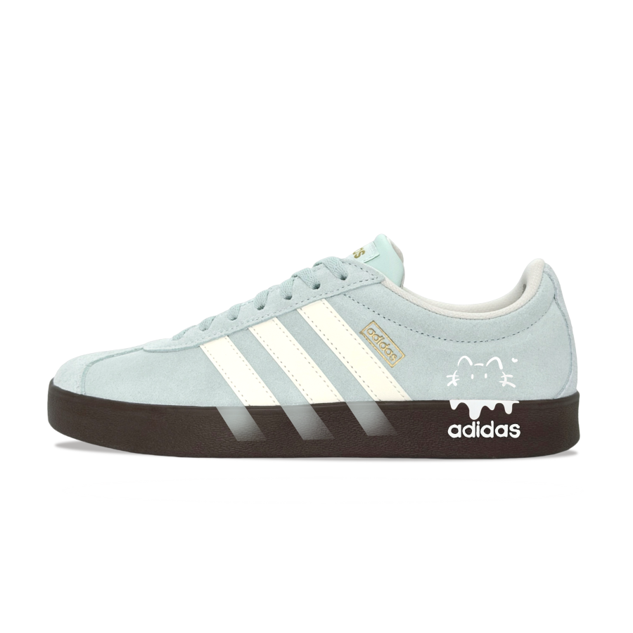 Adidas Adidas Vl Court Classic Cushioning Abrasion Resistant German Army Trainers Unisex Blue