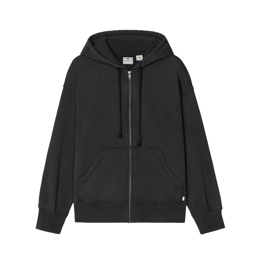 Levis Sweatshirts Women's Black Hooded Non Detachable Moderate Cardigan