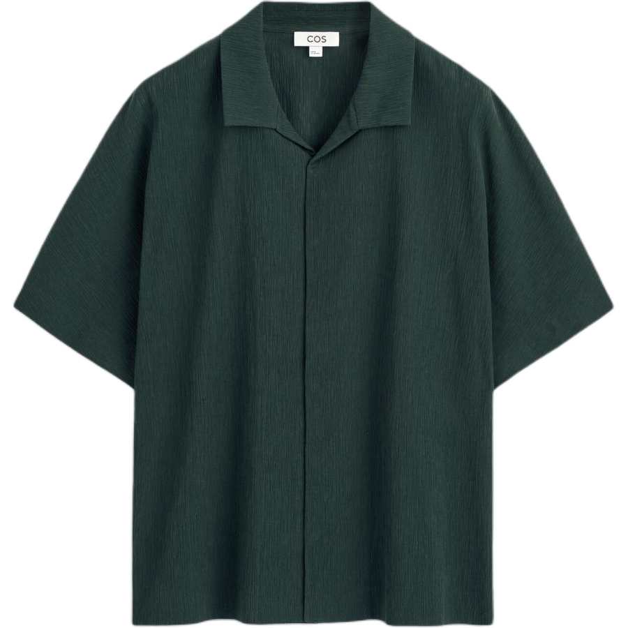 COS Shirts Men's Dark Green Cuban Collar Moderate