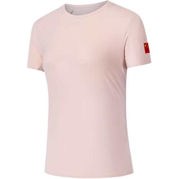 ANTA Champion All Weather Collection T Shirts Women's Clear Ginger Powder Crew Neck Moderate Straight Fit