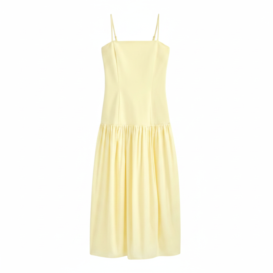 COS Slip Dresses Women's Cream Yellow Moderate Long Skirt
