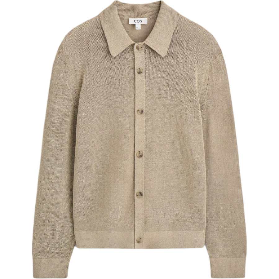 COS Knitwear Men's Beige Turndown Pointed Collar Moderate