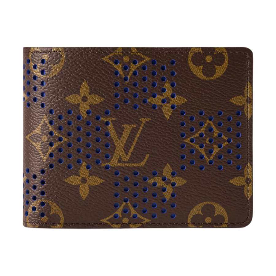 LOUIS VUITTON LOUIS VUITTON Multiple Monogram Grid Coated Canvas Wallet Men's Brown & Blue