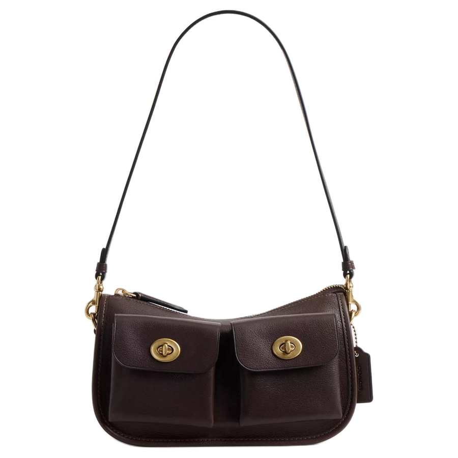 COACH Waverly Cow Leather Crossbody Bag, Shoulder Bag Medium Women's Maple Brown
