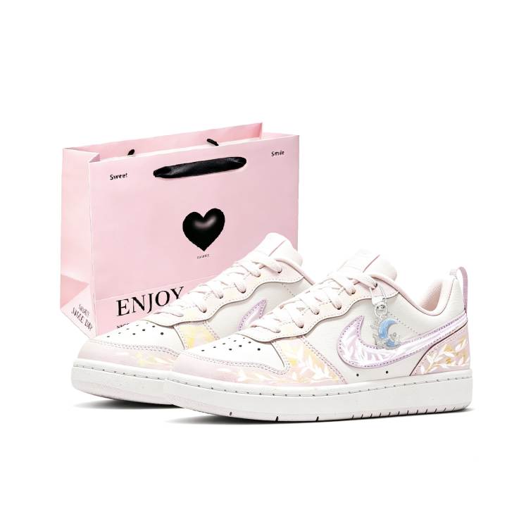 Nike Nike Court Borough Moonlight Variations Cushioning Low top Kids' Skateboarding Shoes Pink White Unisex