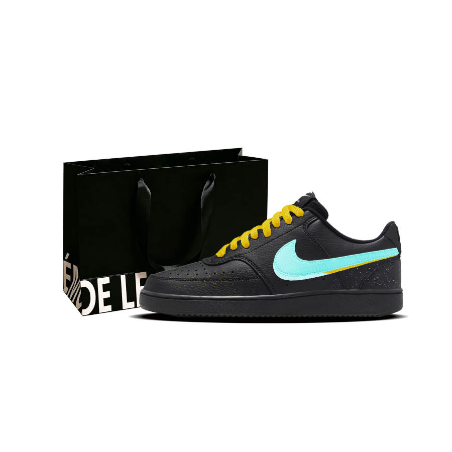 Nike Nike Court Vision Low Clear Blue Synthetic Leather Abrasion Resistant Low top Skateboard Shoes Unisex Black