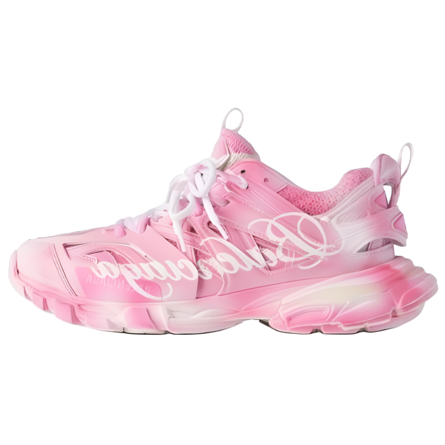 Balenciaga Track Stencil Low top Chunky Sneakers Women's Pink & White