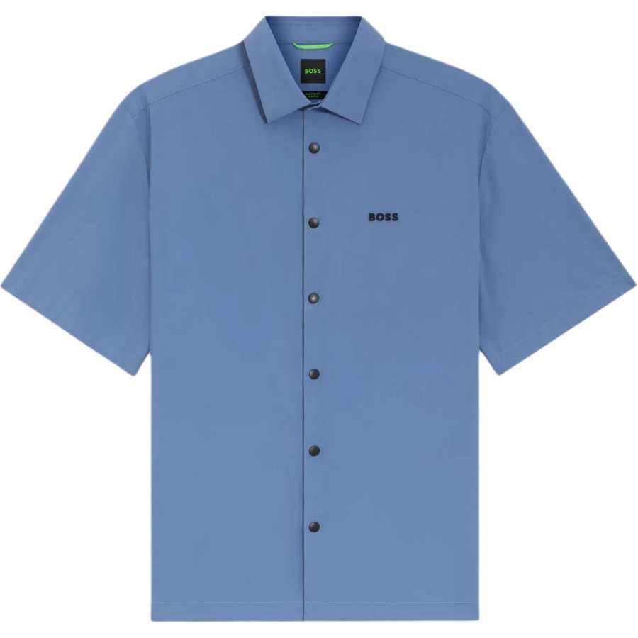 HUGO BOSS Shirts Men's Blue Lapel Moderate Straight Fit