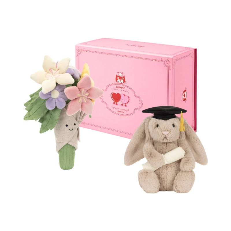 JELLYCAT Bunny Floral Future Box, Fun Bouquet Dolls Plush Doll 31cm Height / 23cm Sitting Height