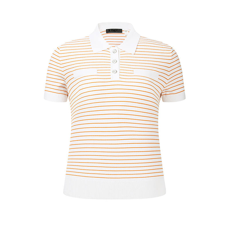 FILA Golf Knitwear Women's Soft Apricot Yellow Lapel Moderate