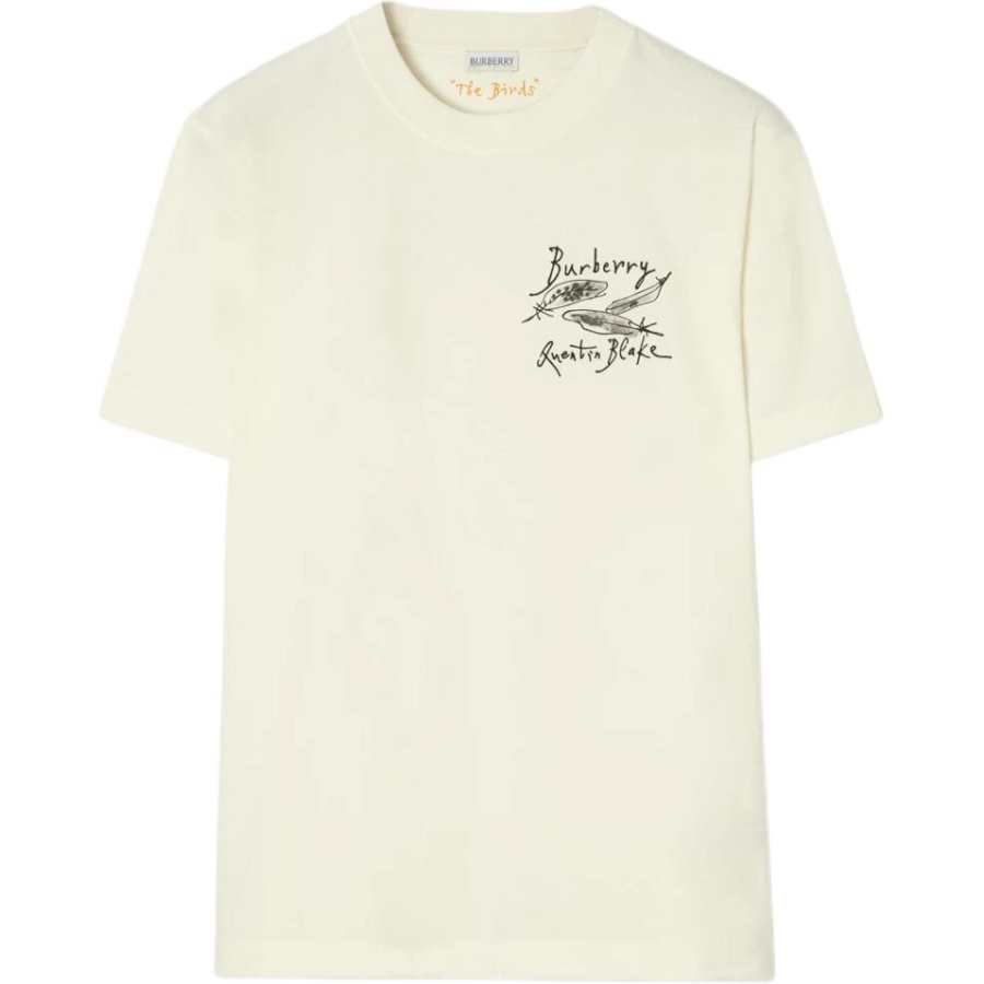 Burberry T Shirts Men's Pink Chalk White Crew Neck Moderate Straight Fit