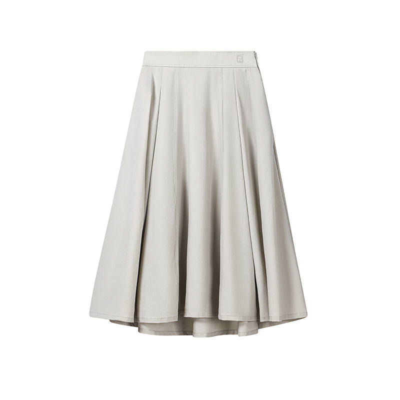 FILA WHITE Casual Long Skirt Women's Elegant Stone Gray