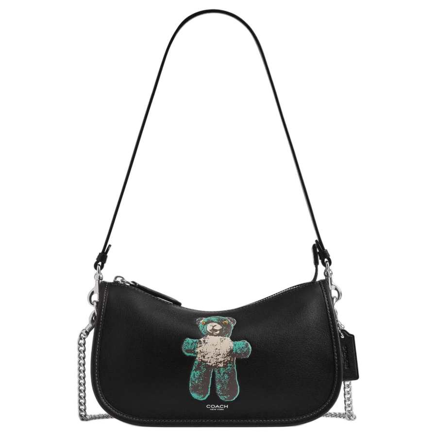 COACH Waverly Cow Leather Portable Crossbody Bag, Shoulder Bag Medium Women's Black