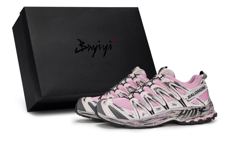 SALOMON x Atoms Pink XA PRO 3D 811 Manufacturing, Dark Pink Killer, Special Shoe Box Slip Resistant Low top