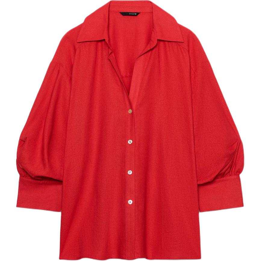 ZARA Shirts Women's Red V Neck