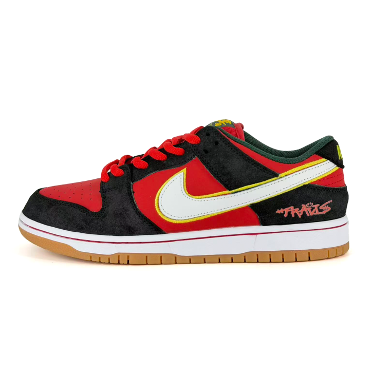 Nike Nike Dunk SB TRAVIS Cushioning Abrasion Resistant Low top Skateboard Shoes Men's Red Black