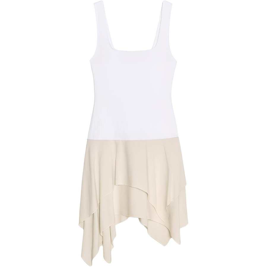 ZARA Sleeveless Dress Women's Beige White Yellow