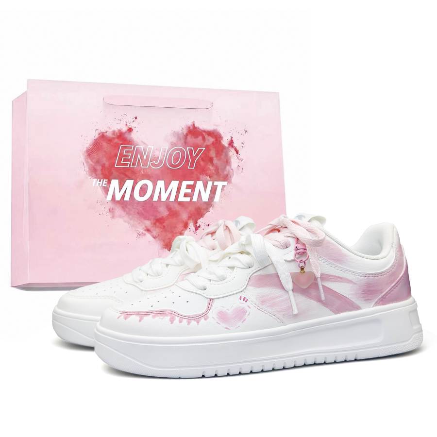 Anta Easy Slip Resistant Abrasion Resistant Low top Skateboard Shoes Women's White Pink