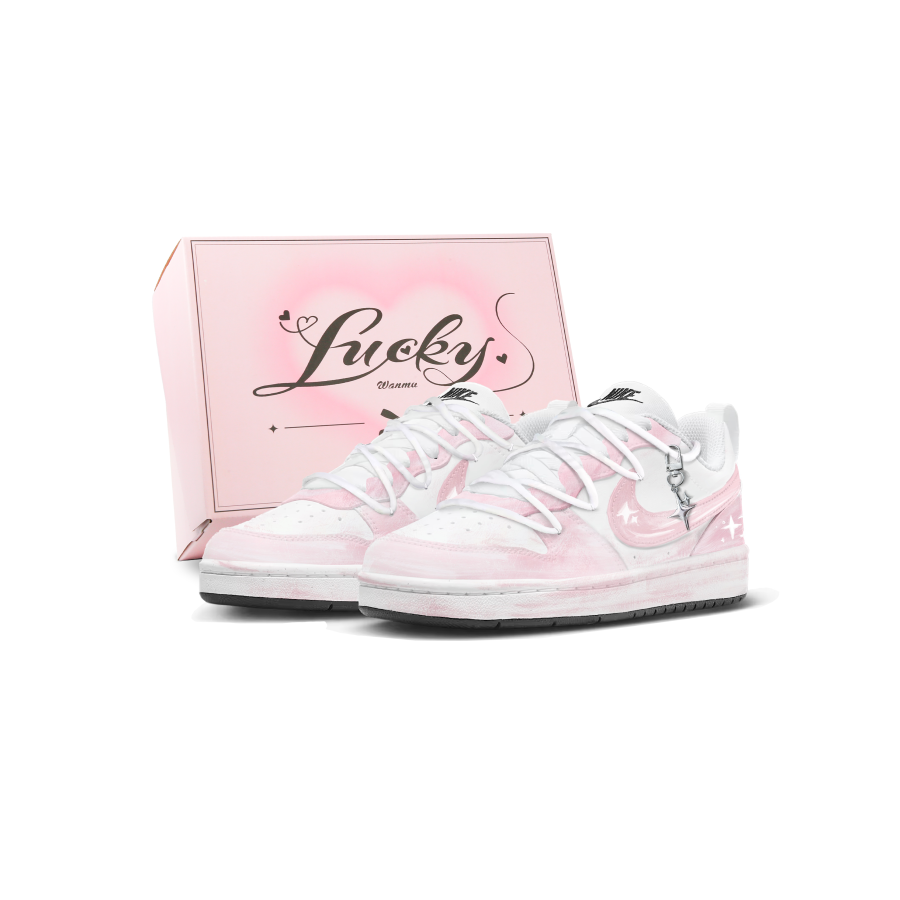 Nike Nike Court Borough Peach Bubble Slip Resistant Abrasion Resistant Low top Kids' Skateboarding Shoes Pink Unisex