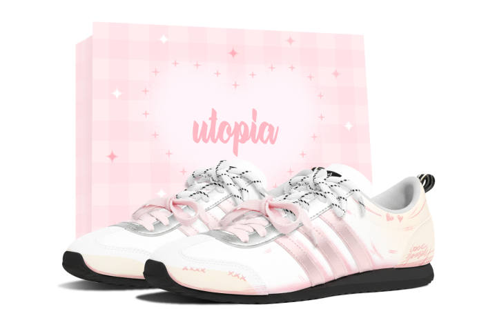 Adidas Adidas VS JOG 2.0 Pink Love Narrative Lightweight Breathable Low top German Army Trainers Unisex Pink White