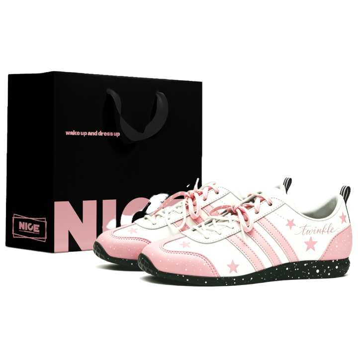 Adidas Adidas VS JOG 2.0 Lightweight Breathable Low top German Army Trainers Unisex Pink White