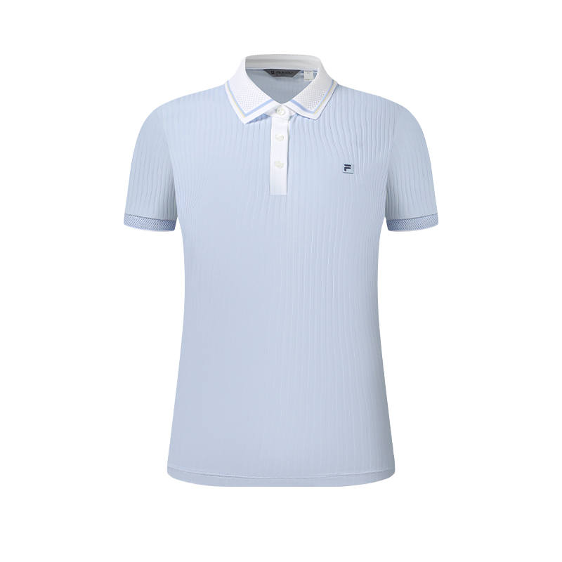 FILA Golf Polo Shirts Women's Light Cloud Blue Polo Collar Moderate