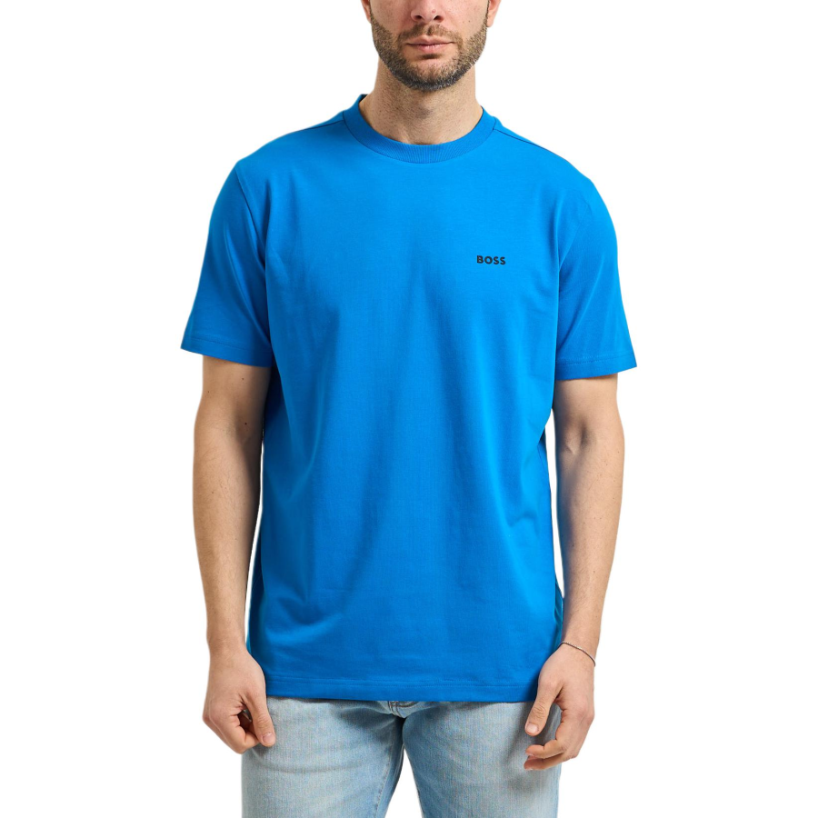HUGO BOSS T Shirts Men's Blue Crew Neck Moderate Straight Fit