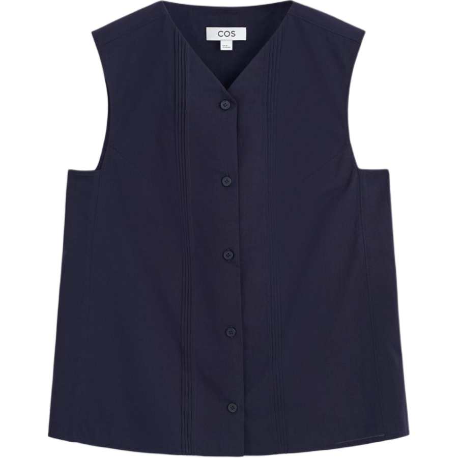 COS Vests Women's Navy Blue V Neck Moderate