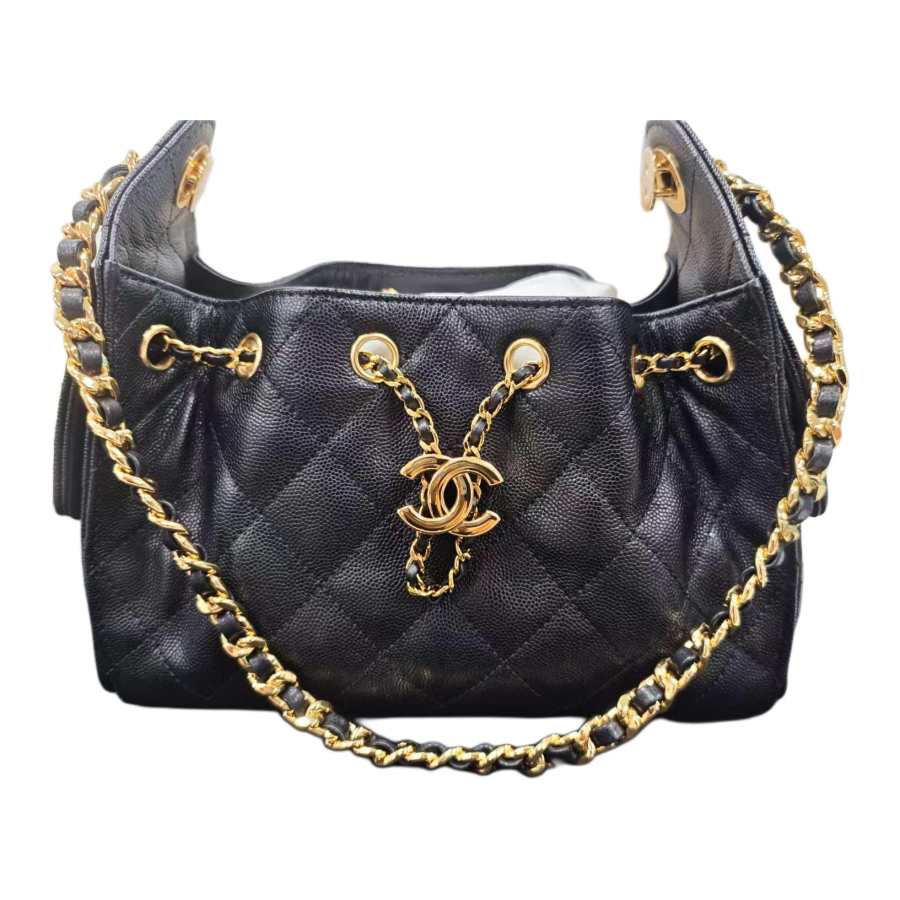 CHANEL 25Bag Grain Calfskin Hippy Bag, Shoulder Bag, Crossbody Bag Mini Women's Black