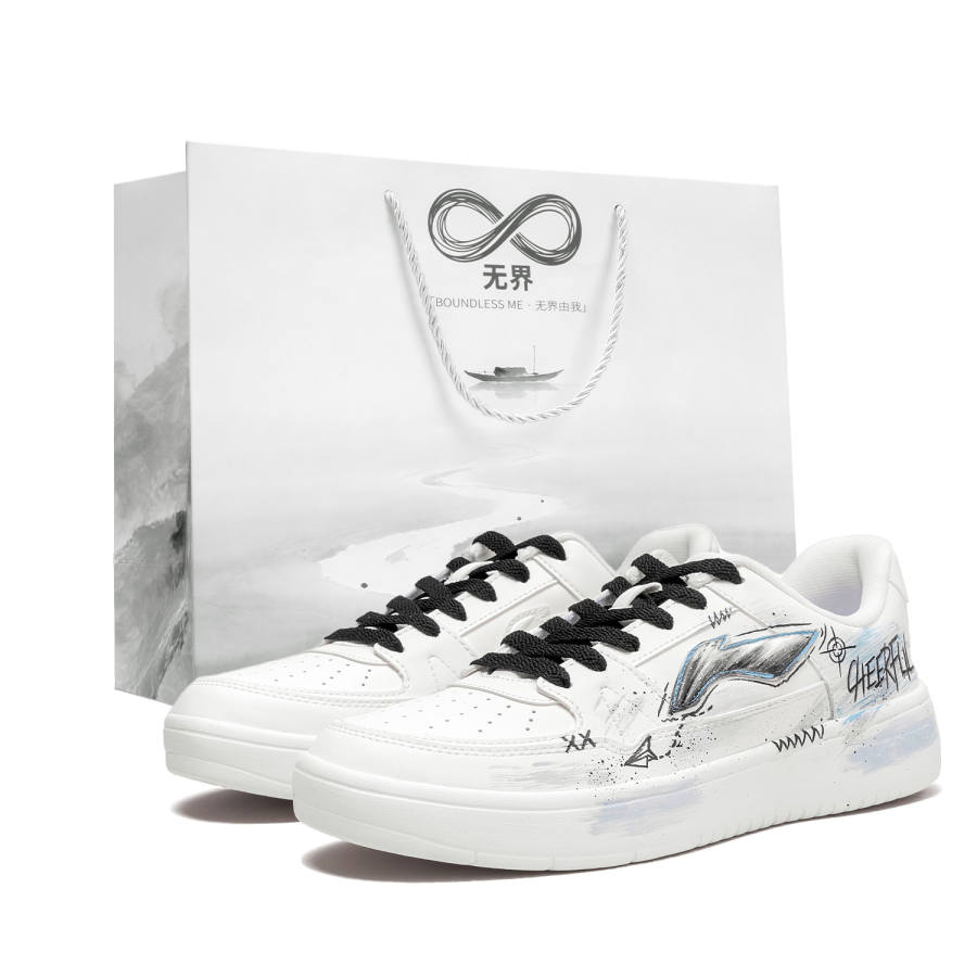 Li-Ning Li Ning January 1.0 Infinity Custom Cushioning Abrasion Resistant Breathable Low top Skateboard Shoes Men's White Blue