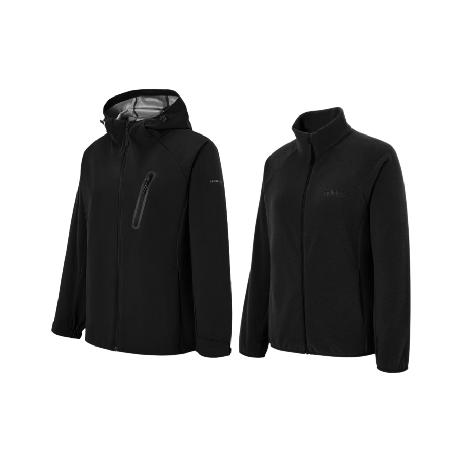 Adidas Adidas Detachable Outdoor Fleece Lined Thermal 3 in 1 Zippers Hooded Long Sleeved Jacket Women's