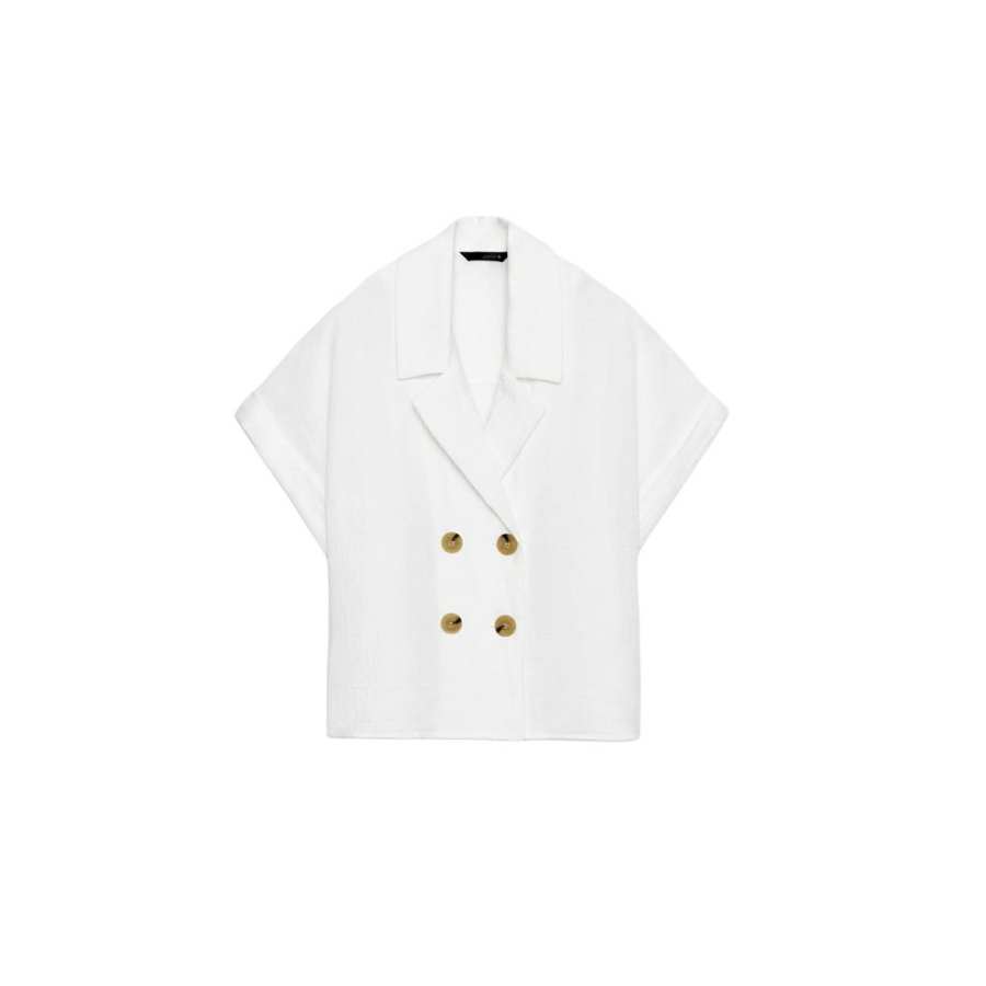 ZARA Shirts Women's White Lapel Moderate