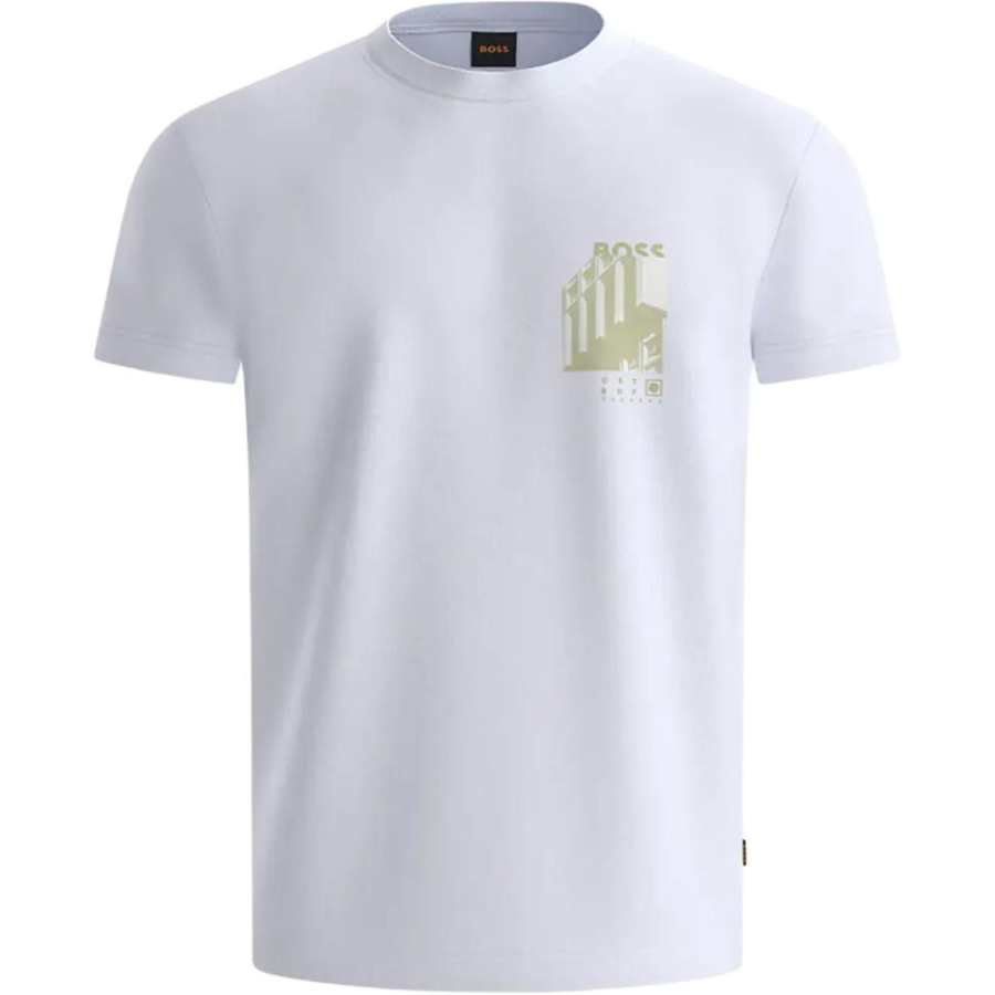 HUGO BOSS T Shirts Men's White Crew Neck Moderate Straight Fit