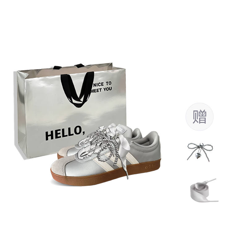 Adidas Adidas VL Court Base Icy Silver Diamond Low top Skateboard Shoes Women's Silver White