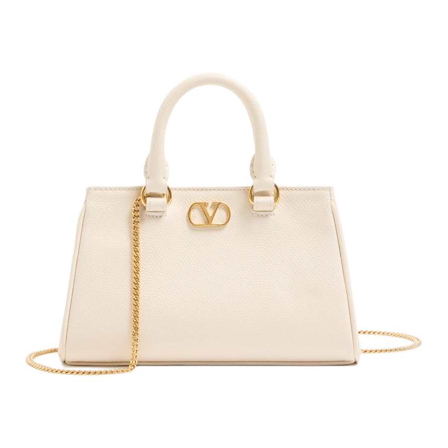 Valentino VLogo Signature Grain Cow Leather Shoulder Bag, Crossbody Bag, Handbag Mini Women's Ecru