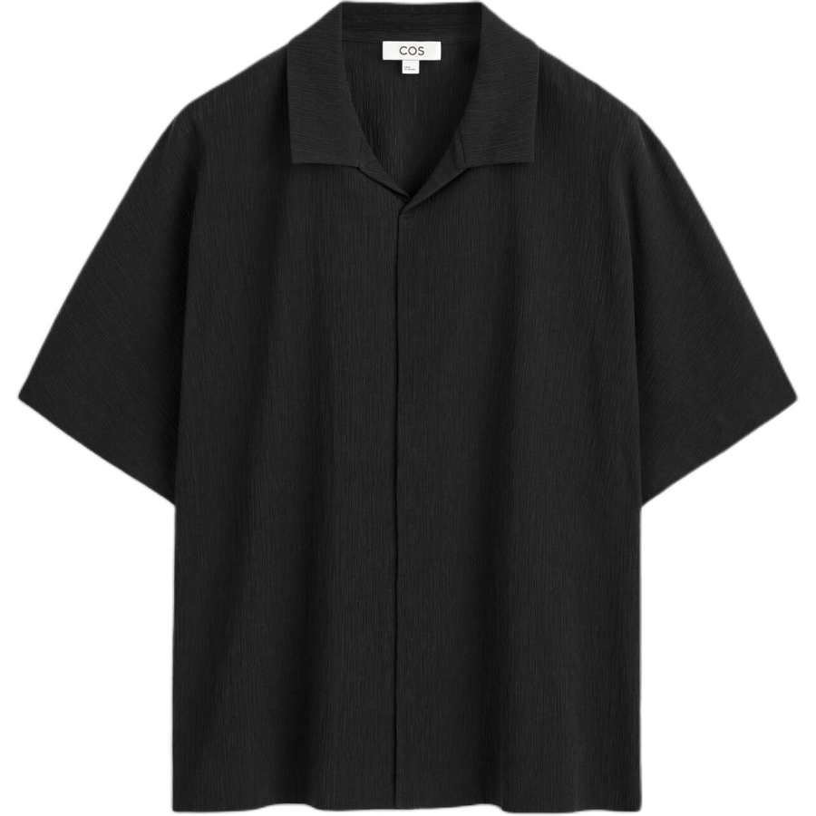 COS Shirts Men's Black Cuban Collar Moderate
