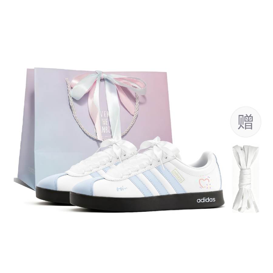 Adidas Adidas Vl Court Classic Dusty Blue Sweetheart, Shopping Bag Low top Skateboard Shoes Unisex Blue White